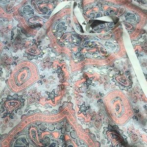 Paisley printed maxi dress beach cover up lace up